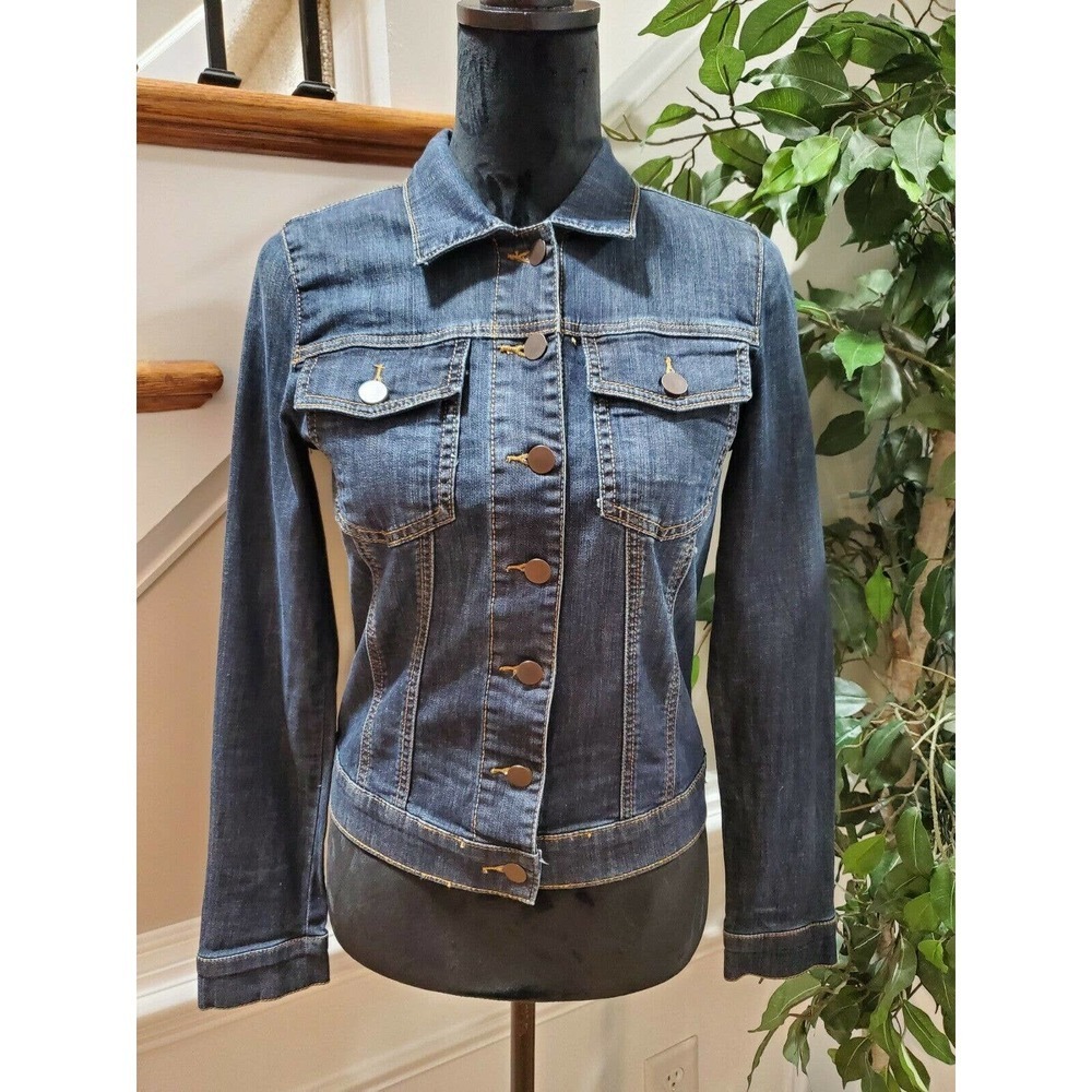 Kut from the Kloth Blue Denim Cotton Buttons Long Sleeve Casual Jeans Jacket